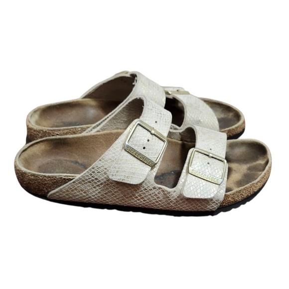 Birkenstock Arizona schmal shiny python eggshell Sandalen Size 9 - Picture 4 of 14